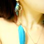 Blue Parrot Bird Crystal Feather Dangling Earrings Drop