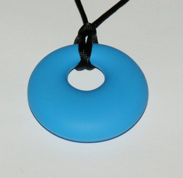 LIGHT BLUE Baby teething necklace with silicone pendant