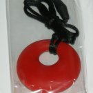 RED Baby teething necklace with silicone pendant