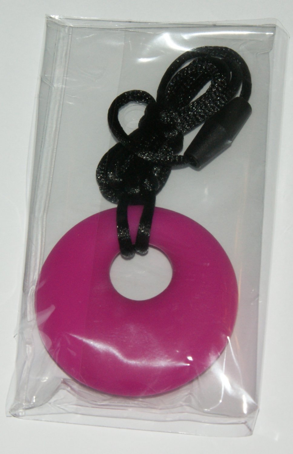 HOT PINK Baby teething necklace with silicone pendant