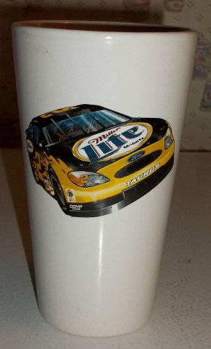 RUSTY WALLACE MILLER LITE CERAMIC PINT GLASS #2 BAD IN BLACK M WARE