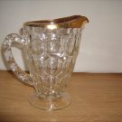 Jeannette Glass Pitcher Gold Trim Thumbprint Pattern Crystal Glass