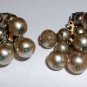 CLUSTER Bead Earrings Marked JAPAN Silvertone Vintage Clip On 1 pair + 1