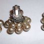 CLUSTER Bead Earrings Marked JAPAN Silvertone Vintage Clip On 1 pair + 1