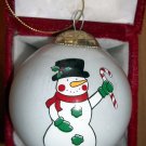 SNOWMAN Christmas Ornament Blown GLASS GLOBE 3" HAND PAINTED