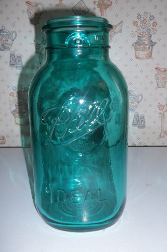 Ball Ideal Quart Jar Blue Glass Bicentennial Eagle Emblem 1776 - 1976