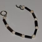 Black Agate Bars and Fossil Beads BSSP2