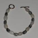 Snow Quartz and Snow Flake Obsidian Bracelet BSSP1