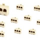 10 Pieces of RJ11 Telephone Splitter Male to Female 3 Ways 6P4C - 100% New!