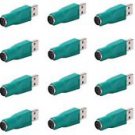 20 Pieces of USB A Male to PS2 Female Adapter Green  - 100% New!