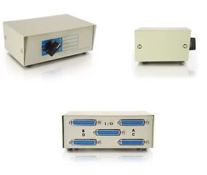Data Transfer Manual Switch Box 4 Ports DB25 4-Way - 100% New!