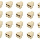 20 Pieces of RJ11 Female to 2 x RJ11 Female Telephone Extender 6P4C - 100% New!
