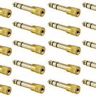 20 Pieces of 6.3mm Male to 3.5mm Female Stereo Gold Jack Adapter - 100% New!
