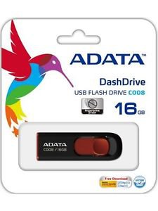 ADATA C008 USB 16GB Flash Drive (Black) - Made in Taiwan!