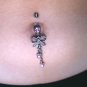 White Dangle Bow Belly Button Ring