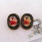 Vintage Inspired Oversized Red Oval Rose Earrings