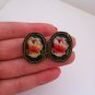 Vintage Inspired Oversized Red Oval Rose Earrings
