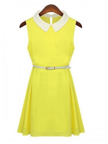 sweet & sleeveless lemony chiffon dress