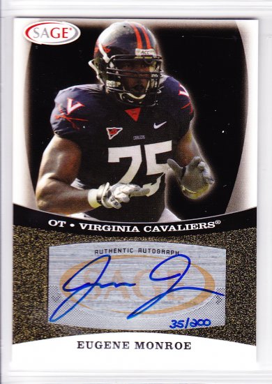 2009 Sage Autograph Gold Eugene Monroe RC /200 Jaguars