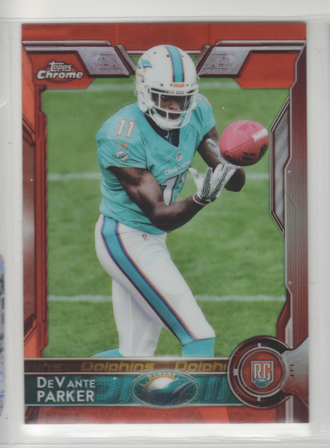 2015 Topps Chrome Orange Refractor DeVante Parker RC Dolphins