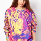 OASAP Dazzling Tiger Graphic Sweatshirt, multi, S, OP33892