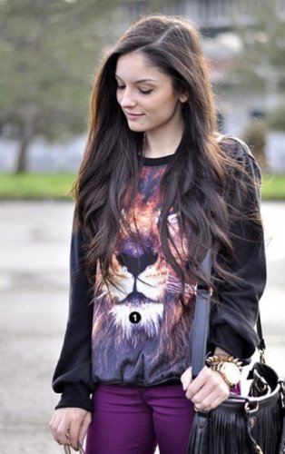 OASAP Lifelike Lion Print Sweatshirt,Free Shipping