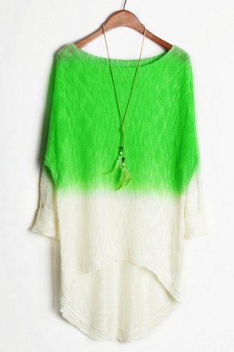 OASAP Ombre High-low Sweater, neon green, one size, OP37066