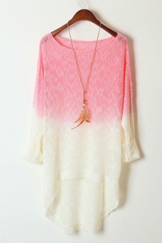 OASAP Sweater, Ombre High-low Sweater, light pink, one size, OP31096