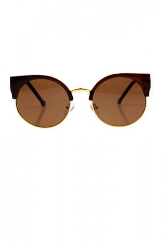 OASAP Vintage Round Sunglasses, dark brown, one size, OP28325