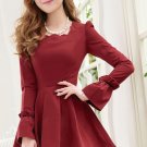 OASAP 2014 New Bell Sleeve A-line Dress, burgundy, M, OP37311
