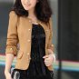 OASAP 2014  New Pleated Double-breasted Jacket, camel, L, OP37299