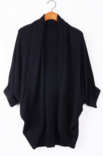OASAP Vintage Batwing Shawl Cardigan, black, one size, OP37070