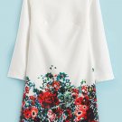OASAP 2014 3/4 Sleeve Floral Dress, white, S, OP37373