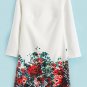 OASAP 2014 3/4 Sleeve Floral Dress, white, S, OP37373