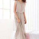 OASAP Elegant Sleeveless Maxi Dress With Chiffon Overlay, light grey, one size, OP28105
