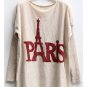 OASAP Batwing Sleeves Jumper with Paris Eiffel Tower Print, light gray, one size, OP426