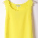 OASAP Scallop Sleeveless Semi-sheer Chiffon Top, yellow, one size, OP38731