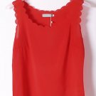 OASAP Scallop Sleeveless Semi-sheer Chiffon Top, red, one size, OP38731