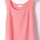 OASAP Scallop Sleeveless Semi-sheer Chiffon Top, pink, one size, OP38731