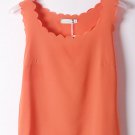 OASAP Scallop Sleeveless Semi-sheer Chiffon Top, orange, one size, OP38731