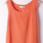 OASAP Scallop Sleeveless Semi-sheer Chiffon Top, orange, one size, OP38731