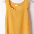 OASAP Scallop Sleeveless Semi-sheer Chiffon Top, ginger, one size, OP38731