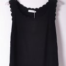 OASAP Scallop Sleeveless Semi-sheer Chiffon Top, black, one size, OP38731