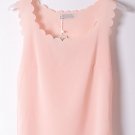 OASAP Scallop Sleeveless Semi-sheer Chiffon Top, baby pink, one size, OP38731