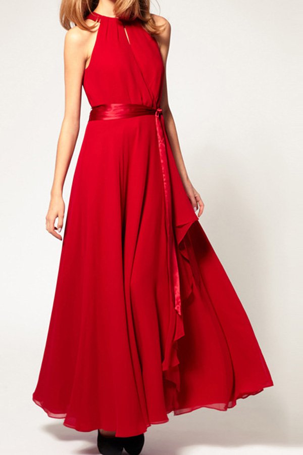 OASAP Slit Halter Evening Maxi Dress, hot pink, XL, OP39235