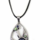 OASAP Women Teardrop Pendant Hemp Necklace, silver, one size