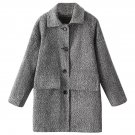 OASAP Demure Heather Grey Pockets Women Long Sleeves Wool Coat, grey, M, OP53356