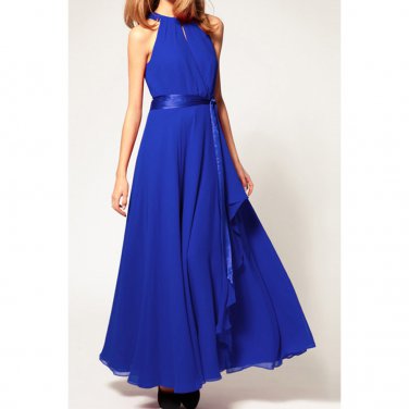 OASAP Slit Halter Evening Maxi Dress, blue, XL, OP39235