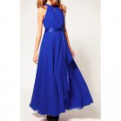 OASAP Slit Halter Evening Maxi Dress, blue, S, OP39235