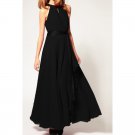 OASAP Slit Halter Evening Maxi Dress, black, M, OP39235
